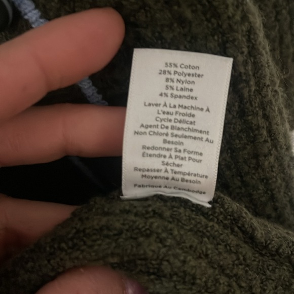 Talbots tipped textured cardigan sweater. Tuscan olive & blue sky. Size Mp NWT - Picture 11 of 15